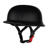 Crown Racing Half Motorcycle Helmets, German Style Open Face Retro Helmet Adult DOT Approved