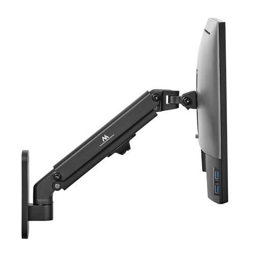 Maclean MC-458 Monitor-Wandhalterung, 17-27" Flach & Curved Bildschirme bis zu 7kg VESA 75x75 oder 100x100 Schwenkbar, Neigbar und Drehbar, Universal Monitor Halterung – Bild 6