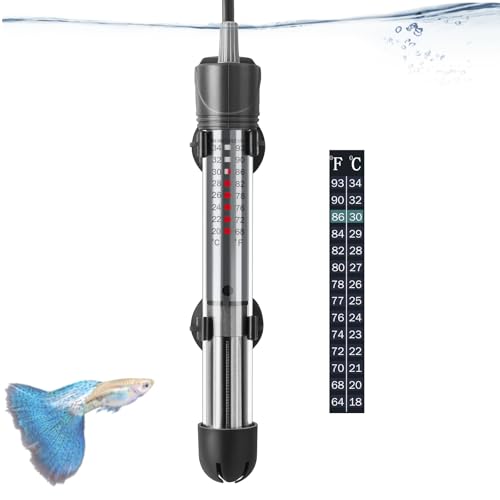HITOP 50W Adjustable Aquarium Heater, Submersible Fish Tank Heater Thermostat with Suction Cups for 8-16Gal