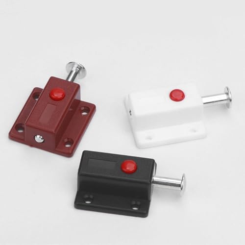 Image of 6 Pcs Automatic Spring Loaded Door Latch Lock ABS Plastic Push Security Bolt for Windows Cabinets Drawers Kitchen Furniture Sliding Locks Home Safety & Window Cabinet Drawer (Brown)