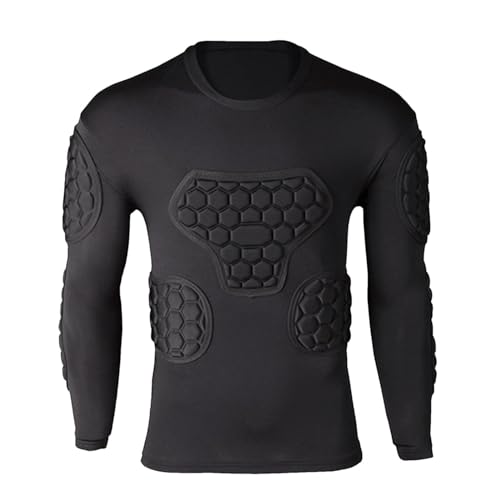 Maillot de football de compression noir manche longue protection sternum gardien