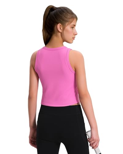 Image of JOCMIC 2 Pack Girls Tank Tops Kids Athletic Tanks Ribbed Knit Cropped Tops