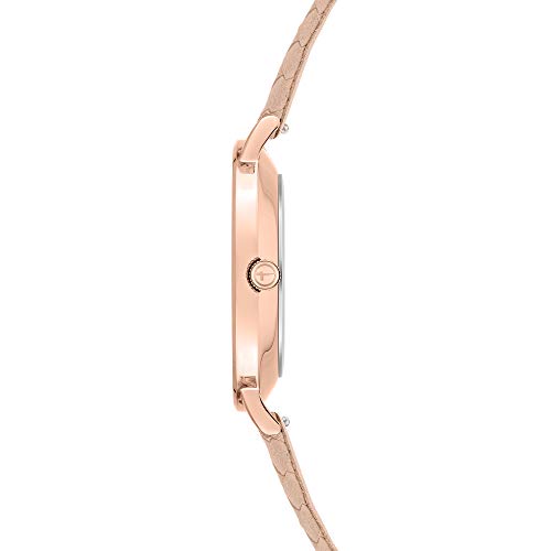 Tamaris Damenuhr mit Lederband – Runde Schlichte Armbanduhr für Damen 36 mm - Armbanduhr - Roségold und Geflochtenes Lederband Beige – Ansicht 2