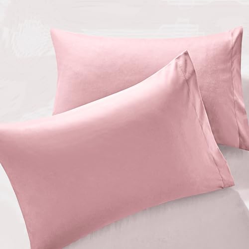 MILVOWOC Brushed Microfiber Pillowcases Dusty Pink 20x26 Inch