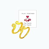 LIU JUN Matching Couple Rings For Him And Her, Wukong Jingu Bang Gold Band Engrave Adjustable Game Play Together Gift Jewelry (Gold Band Gold)