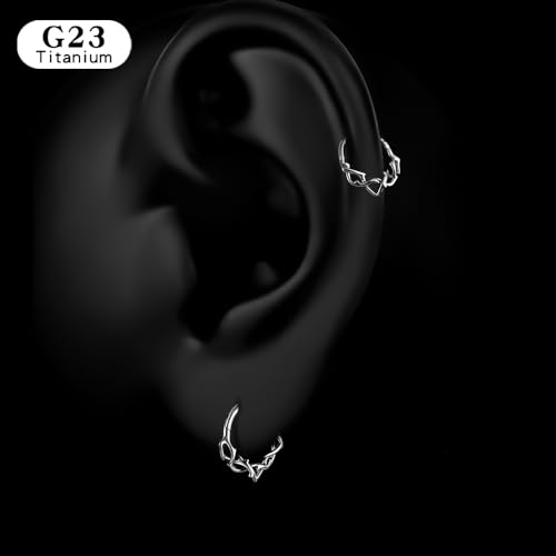 ASTM F136 Titanium Septum Ring Hoop,16G/8-10mm Nose rings Piercing Body Jewelry Clicker Cartilage Earring Hinged Segment Daith Piercing Black silver gold 1PC4
