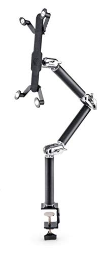 System-S Soporte Universal de Cuello de Cisne para Mesa de 3 articulaciones, Brazo de sujeción para Tablet, PC, eBook Reader en Negro