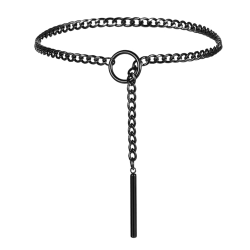 Tucnoeu Verstellbar Choker Kette Damen Punk, O-Ring Slip Kette 70cm, Edelstahl Schwarz Gothic Schmuck Halskette für Männer und Frauen