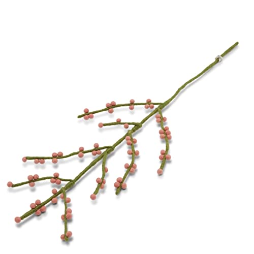 Én Gry & Sif Deko-Zweig für Vase im Scandi-Stil I Natur-Filz, Hand-Made, fair-Trade I rosa Beeren - 1x - 60cm, 10213