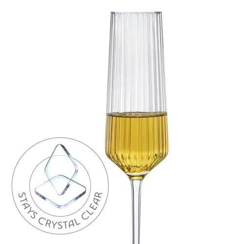 Image of Borosil 190ml x 2pc Diamond Champagne Glass Set | Flute for Champagne, Sparkling Wine, Prosecco & Cocktails | Elegant Glassware for Celebrations & Gifting