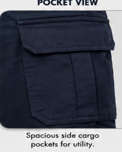 Image of Men's Jogger Cargo Pants | Stretchable Cotton Blend Utility Trousers | Regular Fit Multi Pocket Casual Bottom Wea