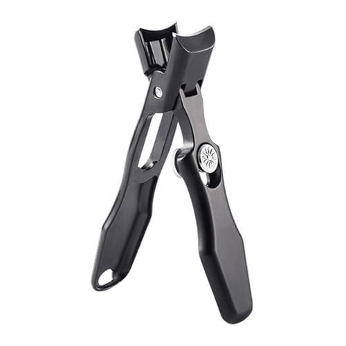 Perfk ステンレススチール製爪切り マニキュアツール 軽量 吊り下げ穴付き 厚くて硬い足指の爪切り 旅行用 大人 男性 女性用, 黒