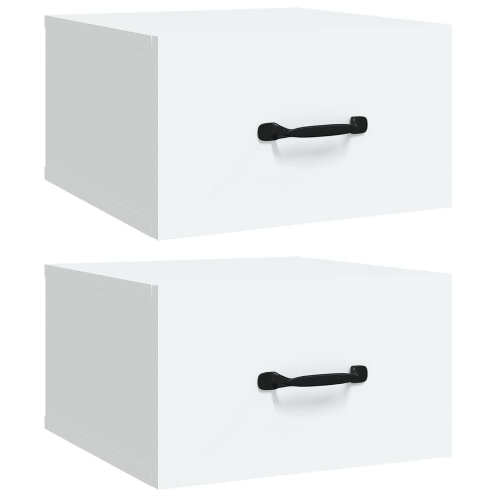 Mesitas de Noche de Pared 2 uds Blanco Mesita Noche Flotante con Almacenamiento, Estante Pared Decorativo y Funcional 35x35x20 cm