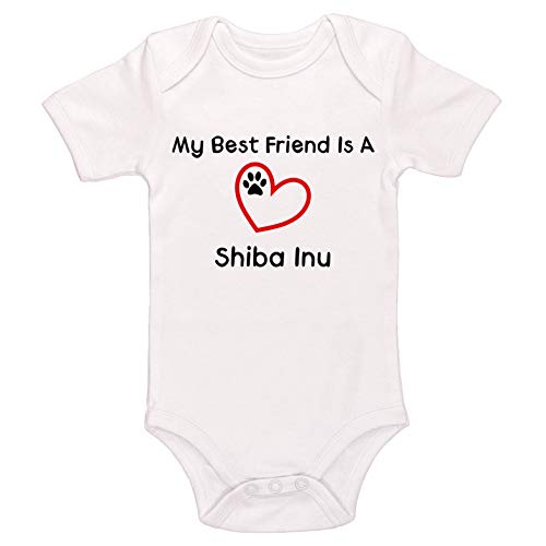 Image of Kinacle My Best Friend is A Shiba Inu Baby Bodysuit (3-6 Months, White)