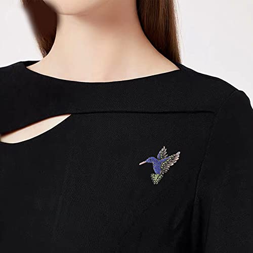 Image of Animal Hummingbird Brooch Pins for Women Fashion Bird Pins Elegant Rhinestone Crystal Animal Brooches Pin