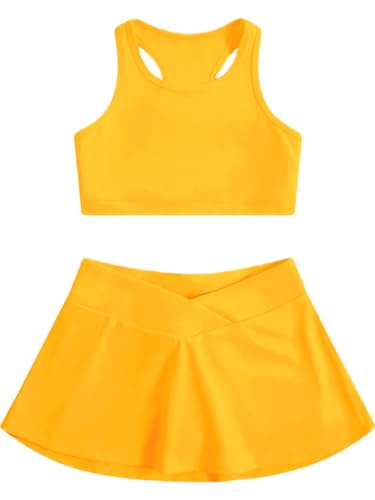 Image of SOLY HUX Toddler Girl's 2 Piece Workout Outfits Lightweight Crop Tank Tops and Skort Athletic Set