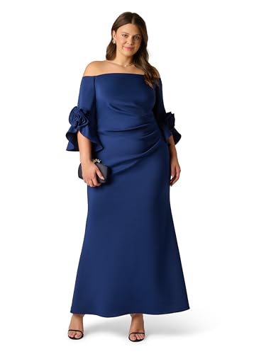 Image of Adrianna Papell Rosette Scuba Crepe Gown