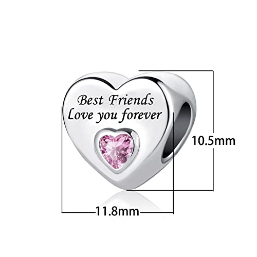 Pink Crystal Heart Love Forever Charm for Mom Daughter Auntie Dad Grandma Friends Compatible With Pandora Bracelets2