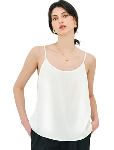 COLD POSH 19MM Mulberry Silk Camisole Tops for Women Scoop Neck Sleeveless Tank Top Casual Dressy Summer Cami Undershirt