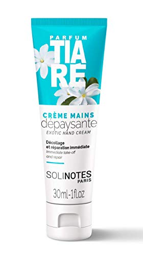 Solinotes Hand Cream Pure Bioactive Anti-Aging Collagen Repair Hand Cream - Hypoallergenic Moisturizing Lotion, Dry Skin Relief, All Skin Types, 1 oz (Tiare)
