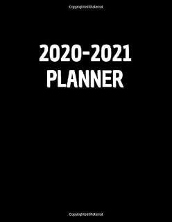 2020-2021 Planner: Black - Weekly Monthly Calendar Planner - UK Bank Holidays - Academic Schedule Agenda Logbook - Student - Worker - Aug 2020 to Aug 2021
