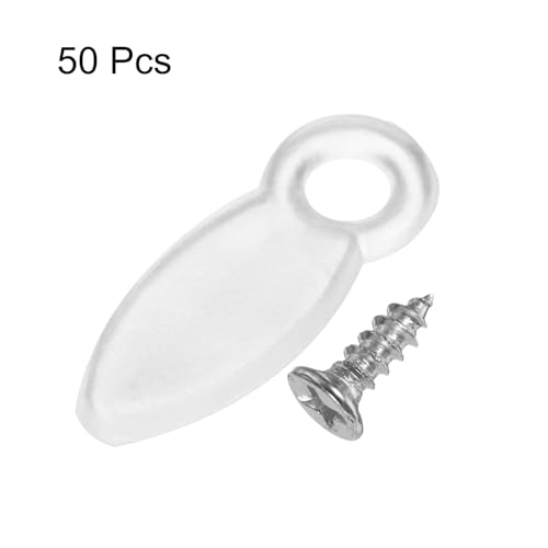 Image of HARFINGTON 50Pcs Picture Frame Backing Hardware Clip with 50Pcs Screws Turn Button Fasteners Set Picture Turn Backing Clips for Craft Hanging Picture Drawing, Transparent White