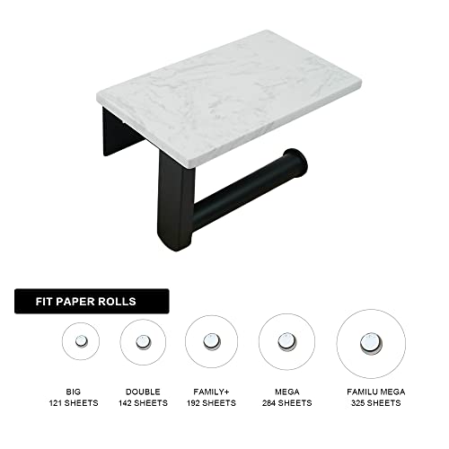 Kaile Toilet Paper Holder With Natural Marble Shelf, Sus304 Stainless Steel Wall Mounted, Bathroom Washroom Toilet Paper Roll Holder For Normal Rolls And Jumbo Rolls.(Black)… #TOP1
