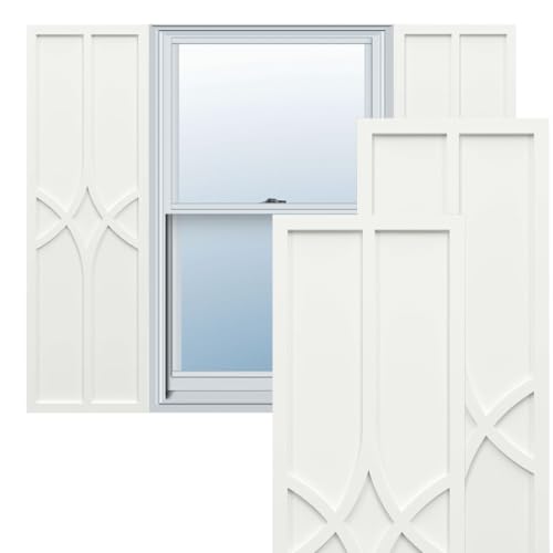 12"W x 42"H True Fit PVC Cedar Park Fixed Mount Shutters, Unfinished (Per Pair - Hardware Not Included)