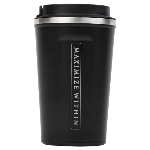 Maximize Within Caneca de viagem reutilizável de aço inoxidável de 340 g isolada a vácuo com tampa s