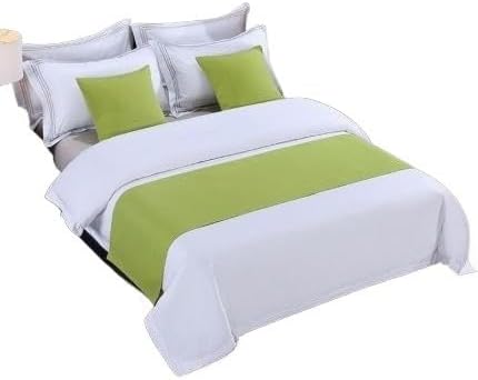 Hotel Bed Flag Imitation Linen Simple Solid Color end Towel(Blue,1.8m Bed 50 * 240cm)