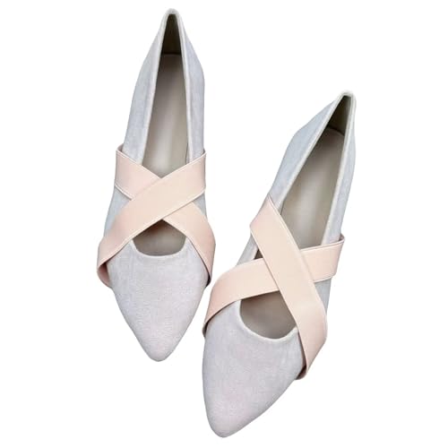 TN TANGNEST Women's Mary Jane Flat Shoes Retro Cross Strap Ballet Flats Comfortable Pointed Toe Slip On Flats