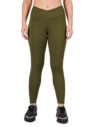 Image of Imperative Regular High Waist Stretchable Gym Tights Leggings with Crossover Belt for Women & Girls | Gym Wear /Active Wear Tights Yoga Pants.