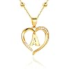 Cicy Bell Womens Heart Initial Necklace for Women 18k Gold Plated Shell Personalized Letter Pendant Necklace 17.7'' with 2'' Extender
