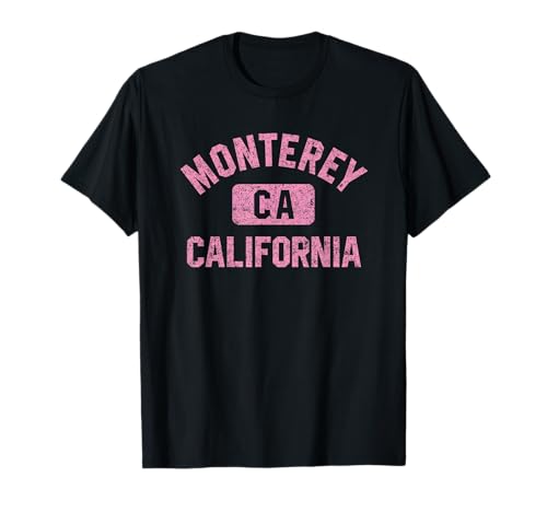 Monterey California Gym Style Distressed Pink Print T-Shirt