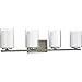 Progress Lighting Mast Collection 4-Light Clear Glass Coastal Bath Vanity Light Brushed Nickel