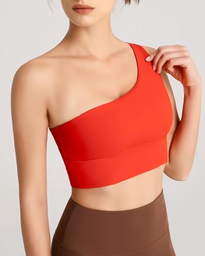 Image of Queenie Ke Womens One Shoulder Sports Bra Left Side Strap Yoga Bras Gym Training Workout Crop Tops