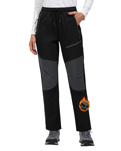 VILIGO Pantalones Trekking Mujer Invierno Impermeables Pantalones Termicos Montaña Senderismo Esqui Nieve Polar Forrado Aire Libre