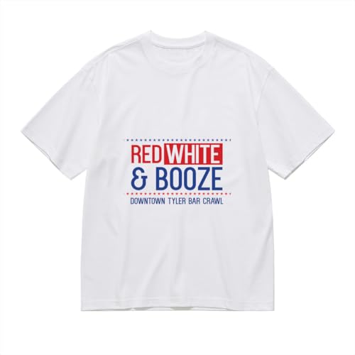 Men's T Shirt,red White Booze,Crew Neck T-Shirt Short...