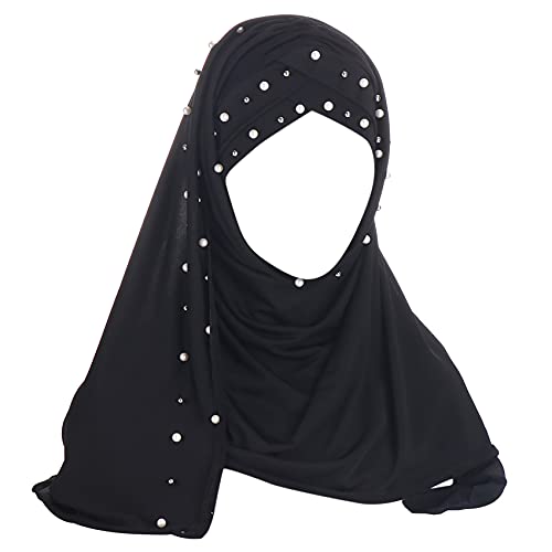RARITYUS Women Muslim Hijab with Rhinestone Beads Soft Head Wrap Scarf Shawl Islamic Ramadan Long Hejab