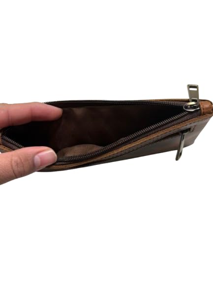 Image of Vintage Leather Pencil Case Pouch, Pen Pouch for Work & University, for Men,Women /Leather Pencil Cases for Adults Perfect for Office /Tool Pouch Zipper Bag, Small Tool Bag 8 inchX4 inch