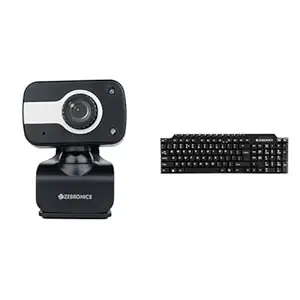 ZEBRONICS Zeb-Crystal Clear Web Camera with 3P Lens,Built-in Microphone,Auto White Balance,Night Vis