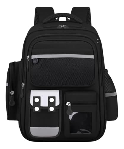 Mochila Escolar Infantil Masculina Impermeável 45cm – Leve, Ergonômica, Resistente, com Vários Compartimentos e Faixa Refletiva para Meninos e Meninas (Preto)