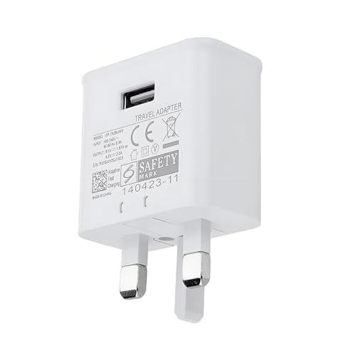 1 set of white British standard mobile phone plug fast charging head, 5V 2A USB Wall Charger, 3-Pin Mains Power Adapter for Tablets, E-Readers, USB Fans & Mirror Lights