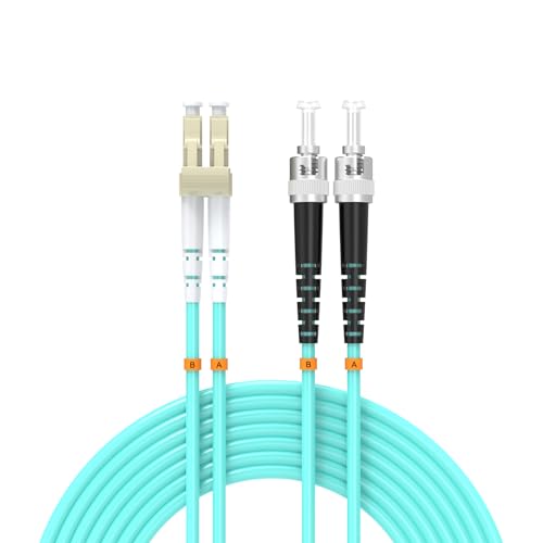 Buacoz LC/UPC to ST/UPC Fiber Patch Cable OM3 5ft/1.5meters, 10Gb/Gigabit MultiMode Duplex Jumper 50/125?m LSZH Fiber Optic Cable Cord for SFP Transceiver, Aqua