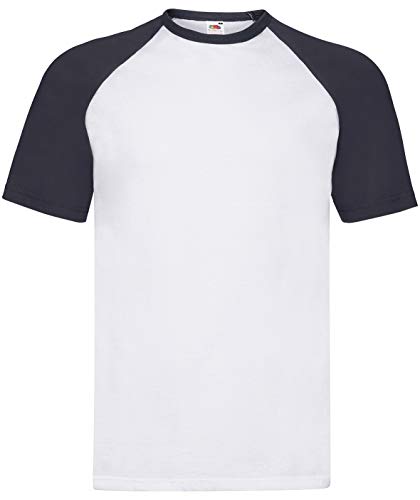 Fruit of the Loom Shortsleeve Baseball T-Shirt M,Weissdeepnavy