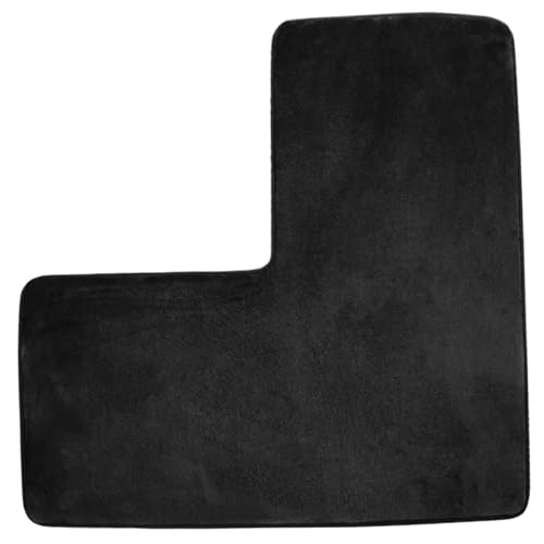 Licsaliwe Tapis de Salle de Bain en Forme L, Tapis d'angle antidérapant en Polaire Corail pour Douche et toilettes/31, 5 x 31, 5 Pouces (Noir)