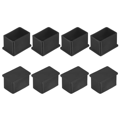 Image of M METERXITY 8-Pack Rectangle Chair Leg Caps, 1 x 1.5 (25 x 38mm) PVC Chair Leg Floor Protectors for Chairs /Table /Bed, Furniture Feet Covers Cups Non-Slip End Tips
