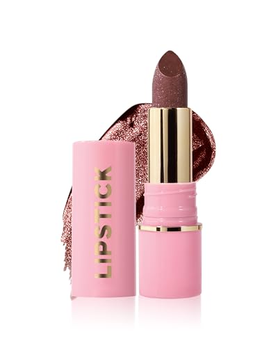 Rouge a Levre Pailleté Métallique, Rouge à Lèvres Marron Brillant Longue Tenue, Lustrée Diamant Baume a Levre Hydratant Waterproof, Très Pigmenté & sans Transfert, Vegan Maquillage pour les Lèvres-08