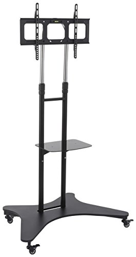 Displays2Go Rolling Tv Cart With Shelf, Steel And Aluminum Construction, Height Adjustable – Black (Tvsvm31Ns) #TOP18