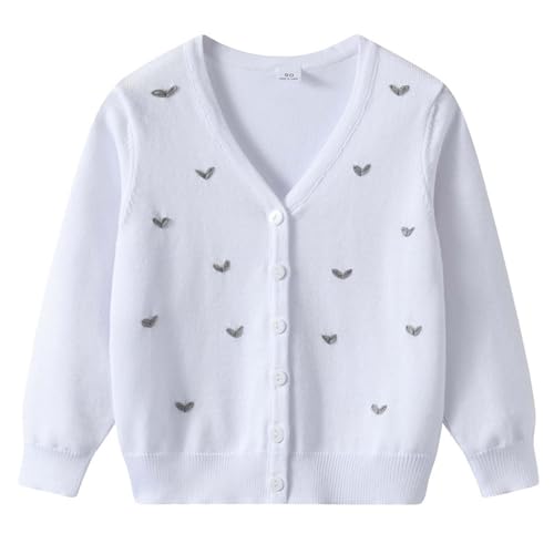 Kids Girls Open Front Cardigan V Neck Long Sleeve Knit Love Embroidery Comfortable Button Down Cardigan2